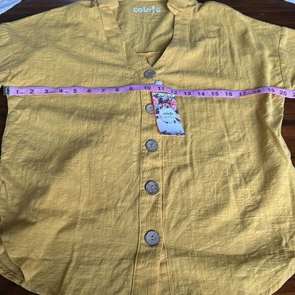 Colofo Sz M NWT yellow button down shirt - Picture 7 of 9